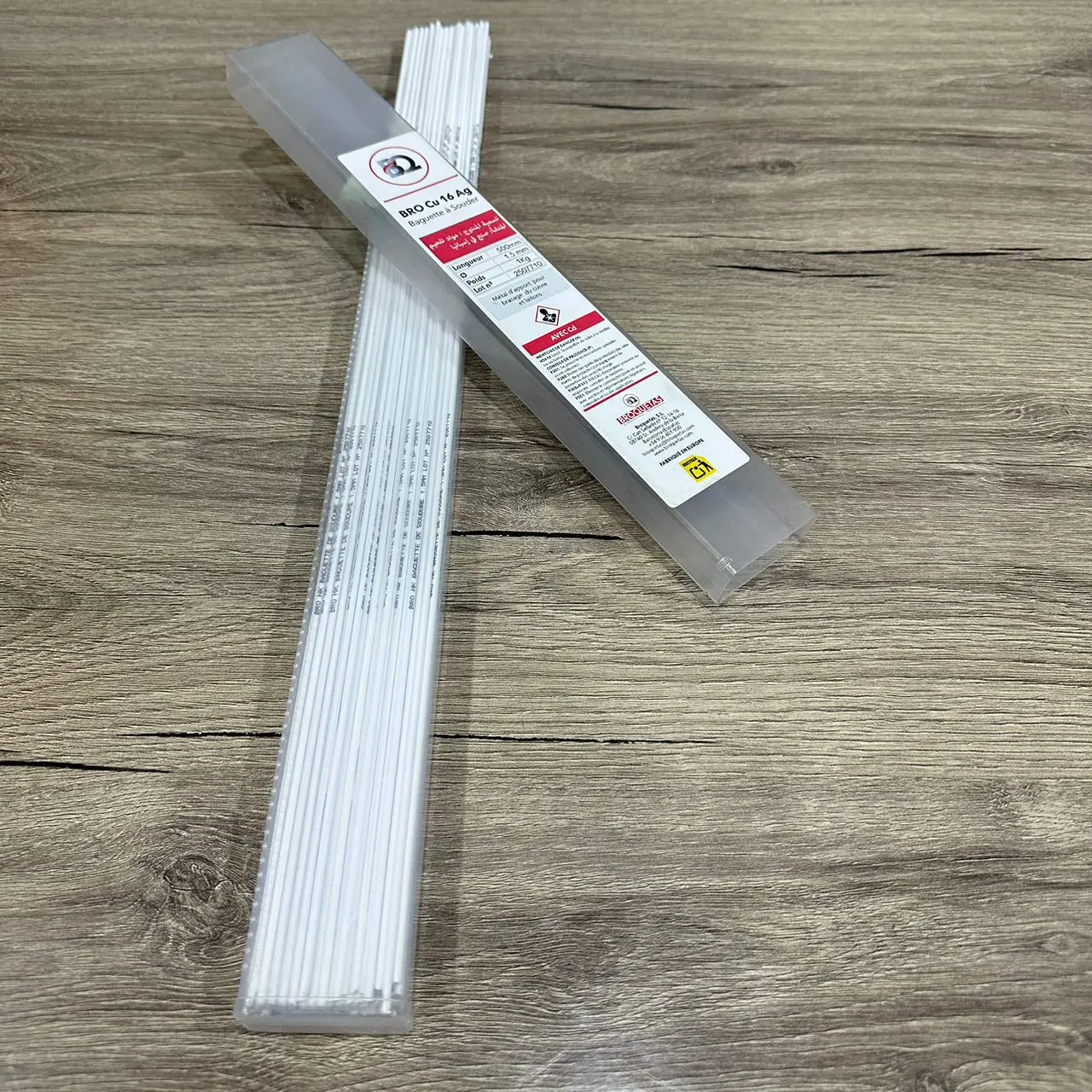 BOITE 1KG 107-110BAGUETTES ARGENT 20 Pourcent ENROBEE DE SOUDURE BROQUETAS BRO HK CU 16 AG MADE IN SPAIN